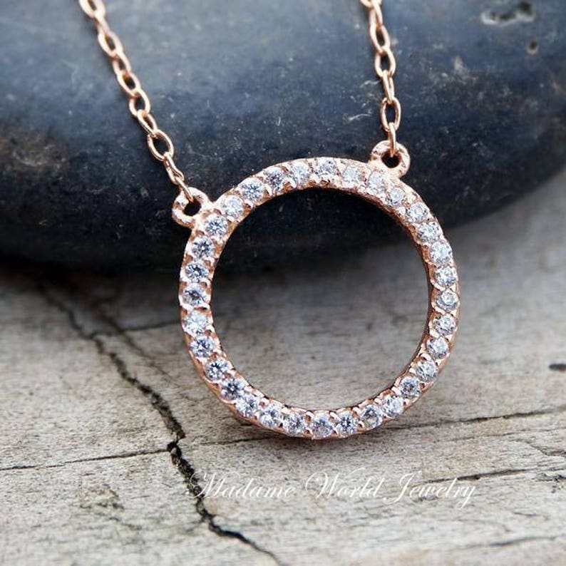 Clear Cubic Zirconia Open Circle Pendant Necklace Etsy