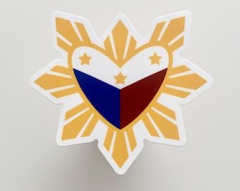 Sticker - 3 Stars and a Heart Sun | Philippines Flag, Filipino, Pinoy