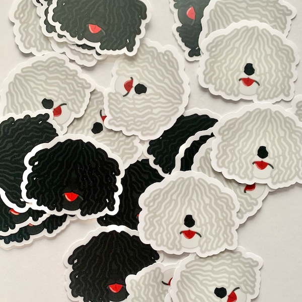 Clear Sticker - Hungarian Puli Black & White | Dog Art, Dog Person