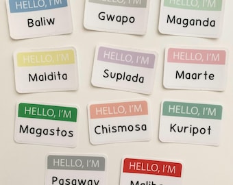 Clear Sticker - Hello I'm Name Tag I Filipino, Tagalog, Philippines