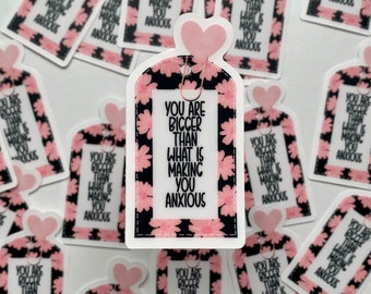 Clear Sticker - You Are Bigger I Florals, Self Love, Inspirational, Motivational, Tag, Journaling Tag,