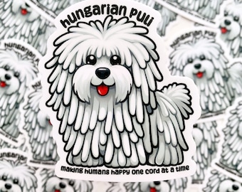 Sticker - Hungarian Puli White | Dog Art, Dog Person