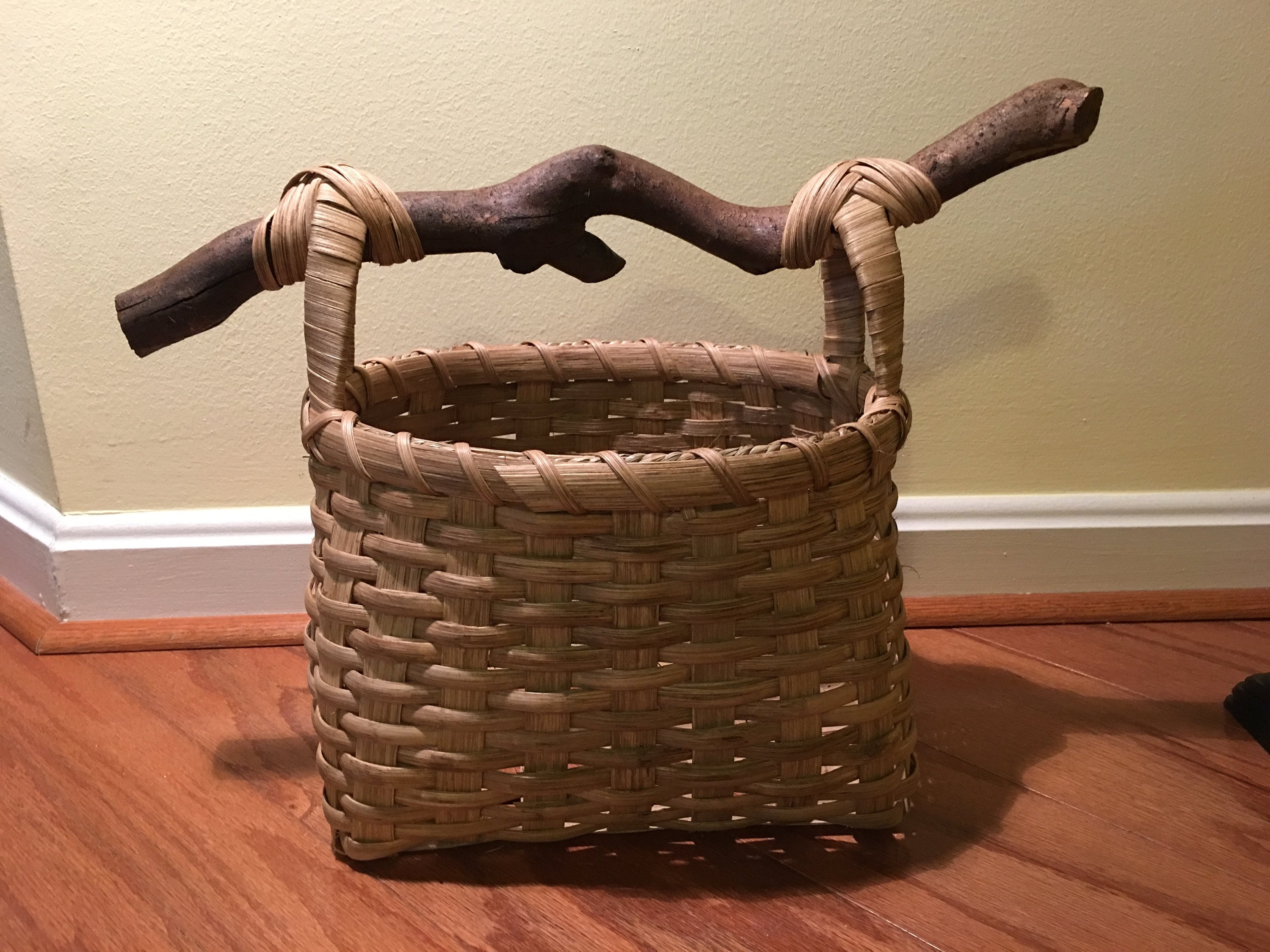 Sculptural Basket With Found Wood Handle Etsy