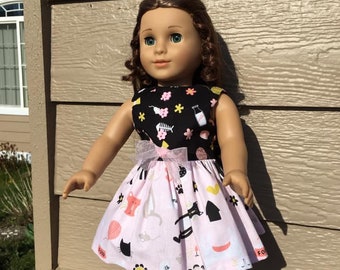 Pink & Black Kitty Dress for 18" doll like American Girl