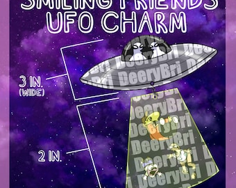 Smiling Friends UFO Abduction 3&quot; inch/2&quot; inch Keychain Charm