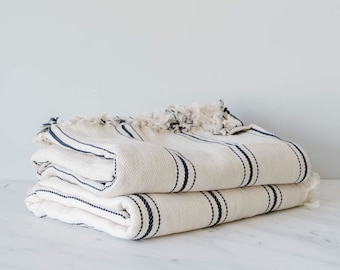 Turkish Stripe Throw Blanket 75x98 Cotton Designer King size