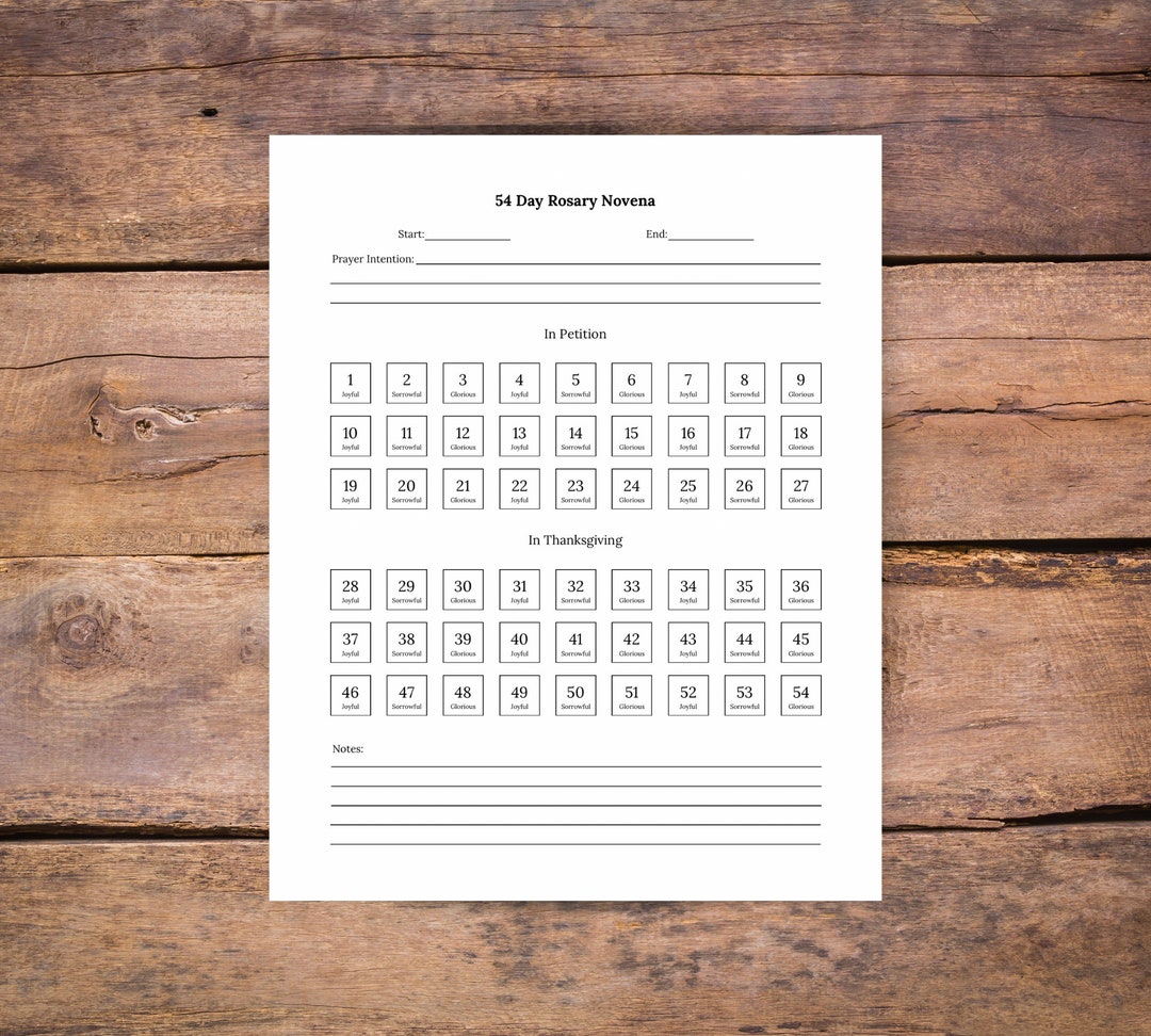 54 Day Rosary Novena Tracker- Traditional Catholic, Liturgical Living ...