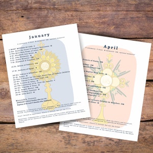 Liturgical Calendar with Monstrances  - Catholic Church Themes, Liturgical Living, Traditional Catholic, Mothers day, Confirmation, Birthday