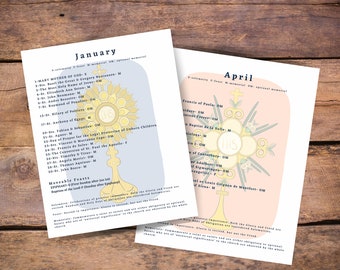 Liturgical Calendar with Monstrances  - Catholic Church Themes, Liturgical Living, Traditional Catholic, Mothers day, Confirmation, Birthday