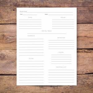 Feast Day Planner Page- Traditional Catholic, Liturgical Living, Latin Mass, Planner, Organization, Saint, homeschool, classroom, church,