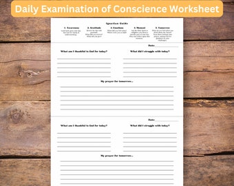 Daily Examen worksheet- catholic church, gift for confirmation, wedding, happy planner, traditional catholic, latin mass, teen