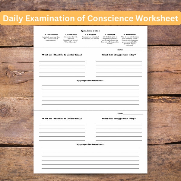 Daily Examen worksheet- catholic church, gift for confirmation, wedding, happy planner, traditional catholic, latin mass, teen