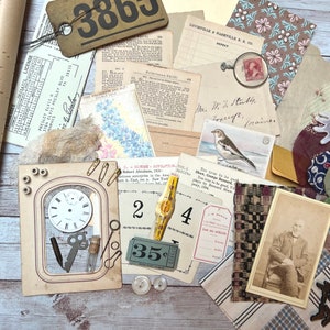 Vintage/Antique Ephemera, Textiles, and Bits Great for  Mixed Media Collage Junk Journal Supplies