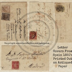 Junk Journal Printable Antique Ephemera 1850's Letter Covers/Stamps From Spain Digital Download image 3