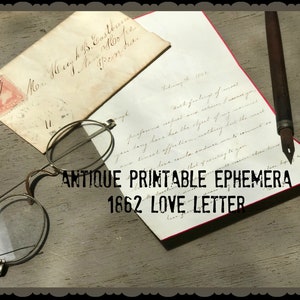 Antique 1862 Love Letter Printable Ephemera ~ Digital Download ~ Junk Journaling ~ Mixed Media Supply