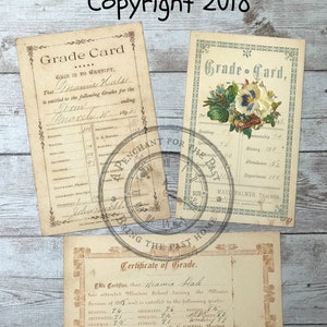 Antique Merit Awards and Report Cards Digital Download/Printable Ephemera Great for Junk Journals & Mixed Media Projects image 2