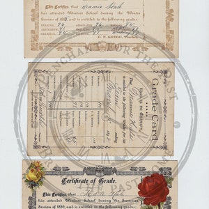 Antique Merit Awards and Report Cards Digital Download/Printable Ephemera Great for Junk Journals & Mixed Media Projects image 5