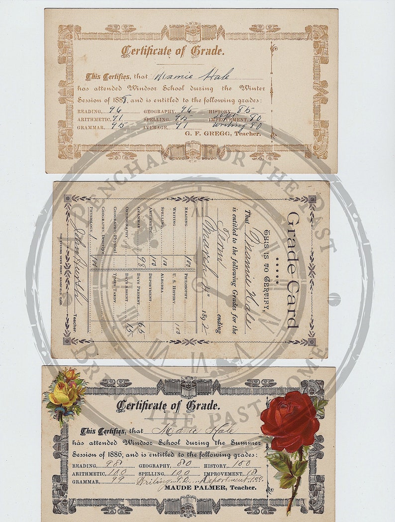 Antique Merit Awards and Report Cards Digital Download/Printable Ephemera Great for Junk Journals & Mixed Media Projects image 5