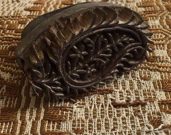 Antique Wooden Indian Paisley Batik Fabric Stamp