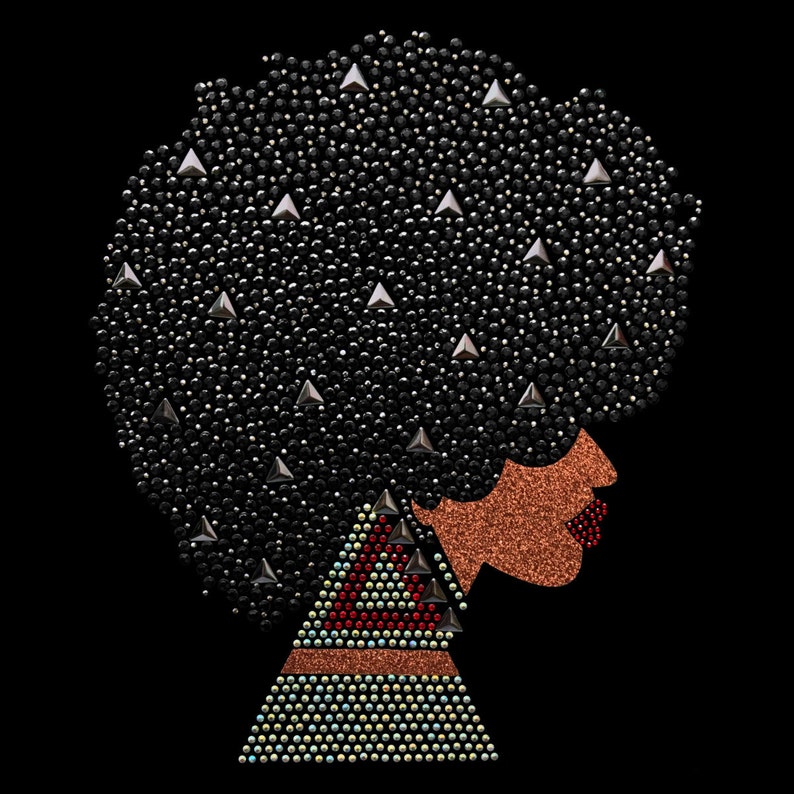 Handmade Unisex 1006 Bling Bling Afro Lady Nailhead /& Stones Crew Neck Sweatshirt Plus Size Beautiful Lady