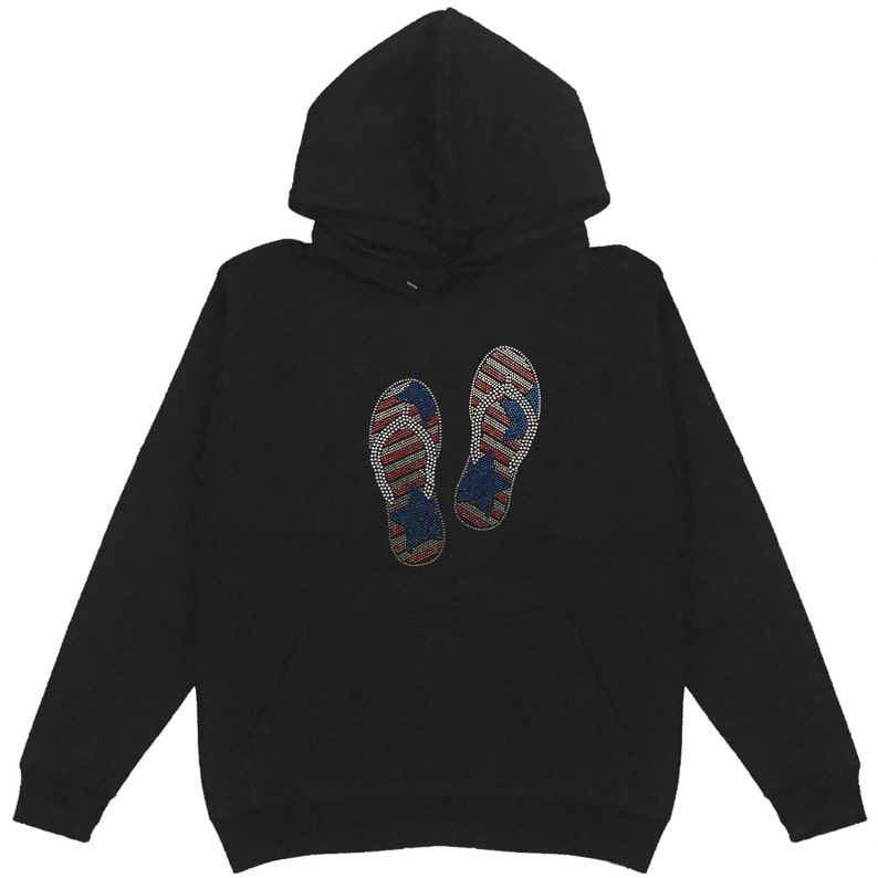 Unisex Plus Size USA Flag Sandals Rhinestone Women/'s Pullover Hoodie Bling Bling 071 Flag Handmade