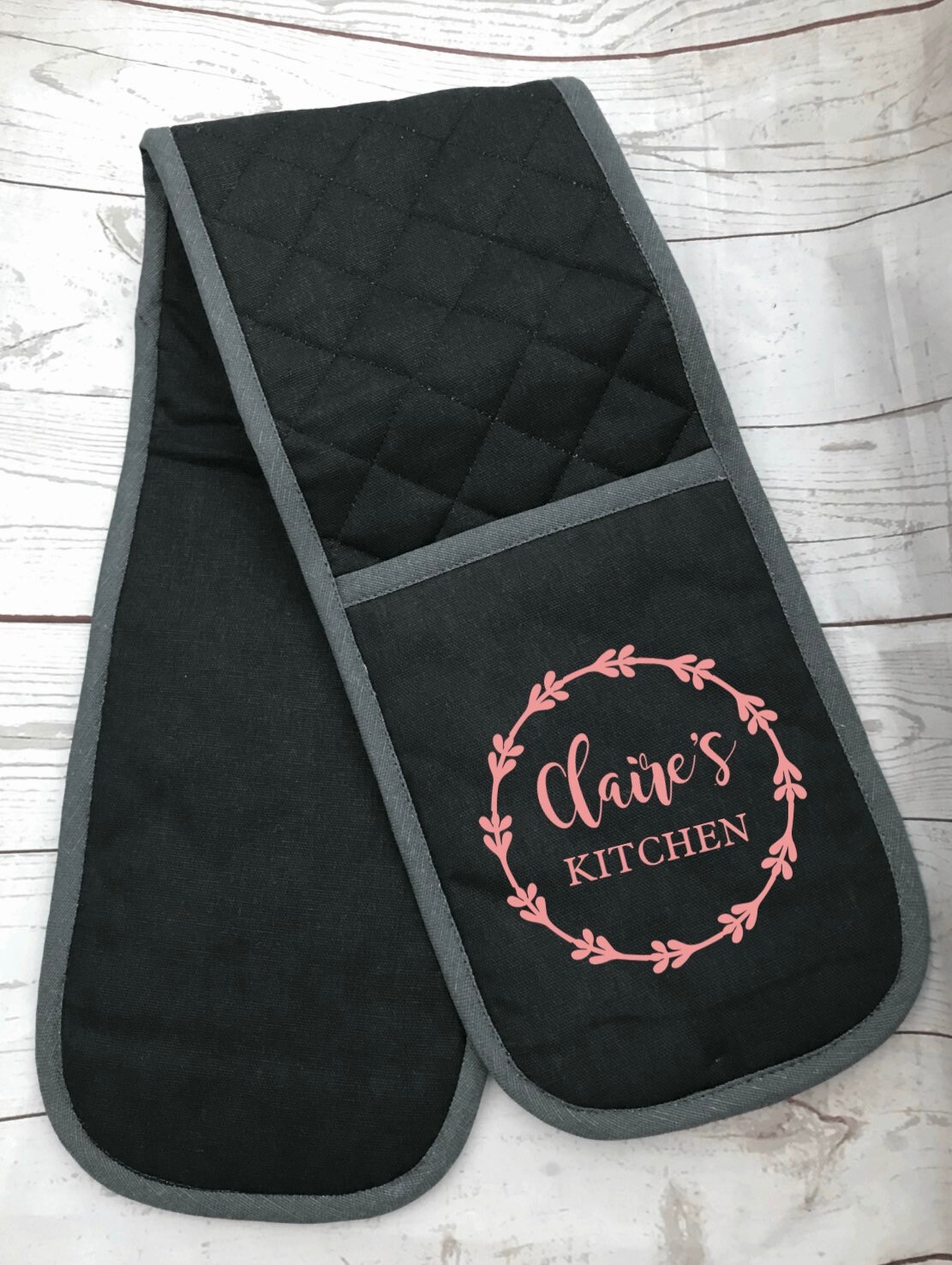 Personalised oven gloves gift for her or him new home black or Etsy