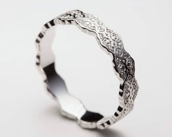 Silver Lace Wedding Band, Silver Lace Ring, Wedding Band Women, Silver Band, Art Deco Ring, Art Deco Jewelry,Art Deco Wedding,Silver Wedding