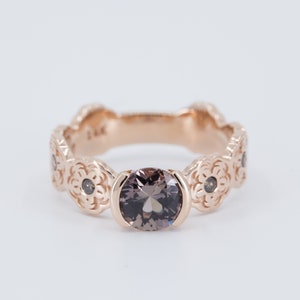 Sakura Engagement Ring, Gold Sakura Ring, Cherry Blossom Ring, Japanese Ring, Sapphire Engagement Ring, Sakura Jewelry, Japanese Jewelry