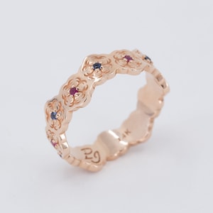 Rose Gold Sakura Ring, Cherry Blossom Ring, Japanese Jewelry, Sakura Wedding Ring, Sakura Wedding Band, Japan, Mother&#39;s Day Gift, Gift Ideas