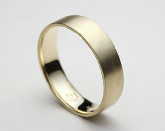 Brushed Wedding Ring, Matte Wedding Band, Mens Simple Wedding Ring, Brushed Gold Ring