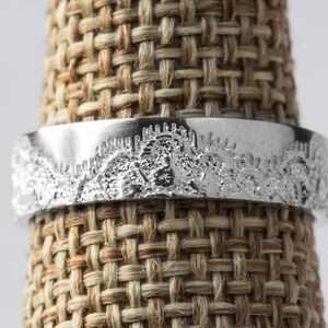 Platinum Wedding Band with Lace Texture, Platinum Wedding Ring, Platinum Lace Ring, Platinum Ring for women, Lace Ring for her, Anniversary image 3