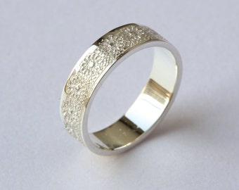 Silver Flower Ring, Flower Wedding Ring, Flower Wedding Band, Flower Anniversary Ring,Nature Silver Ring,Nature Flower Ring,Boho Flower Ring