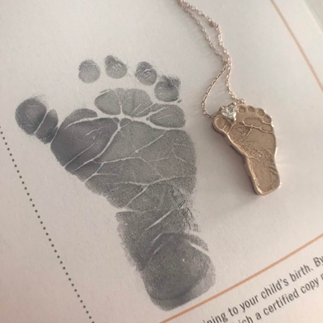 Custom Baby Footprint Necklace Footprint Gold Pendant Unique Etsy