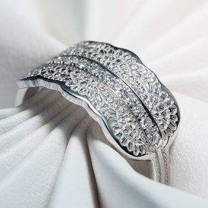 Gold Lace Ring with Diamonds, White Gold Diamond Ring, Unique Lace Ring, Diamond Wedding Ring, Diamond Ring, White Gold Ring, Ring for Her