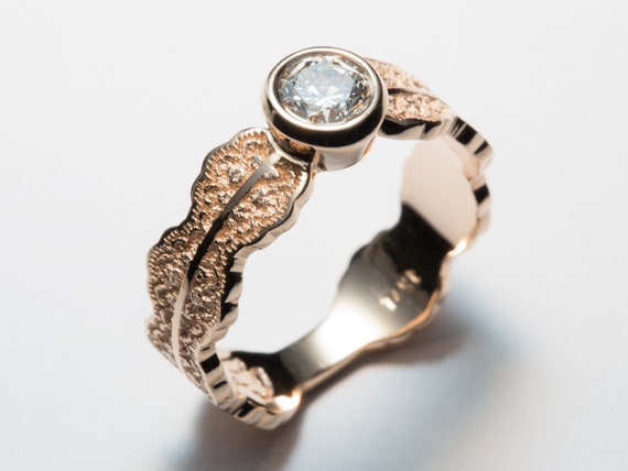 Alternative Verlobungsring Rose Gold Spitze Ring Etsy