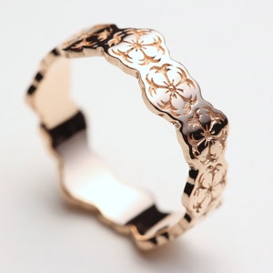 Rose Gold Sakura Ring, Cherry Blossom Ring, Flower Ring, Sakura Jewelry, Japanese Jewelry, Sakura Wedding Ring, Sakura Wedding Band, Japan