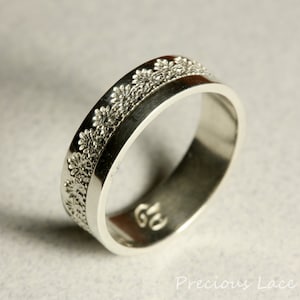 Silver Ring with a Beautiful Lace Pattern, Anniversary Ring, Wedding Ring, Wedding Band, Silver Ring, Unique Lace Ring, Silver Wedding Band