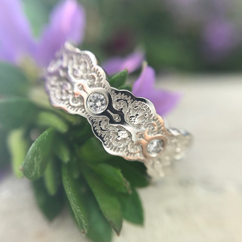 Platinum Wedding Band Women Platinum Ring Diamond Platinum Etsy