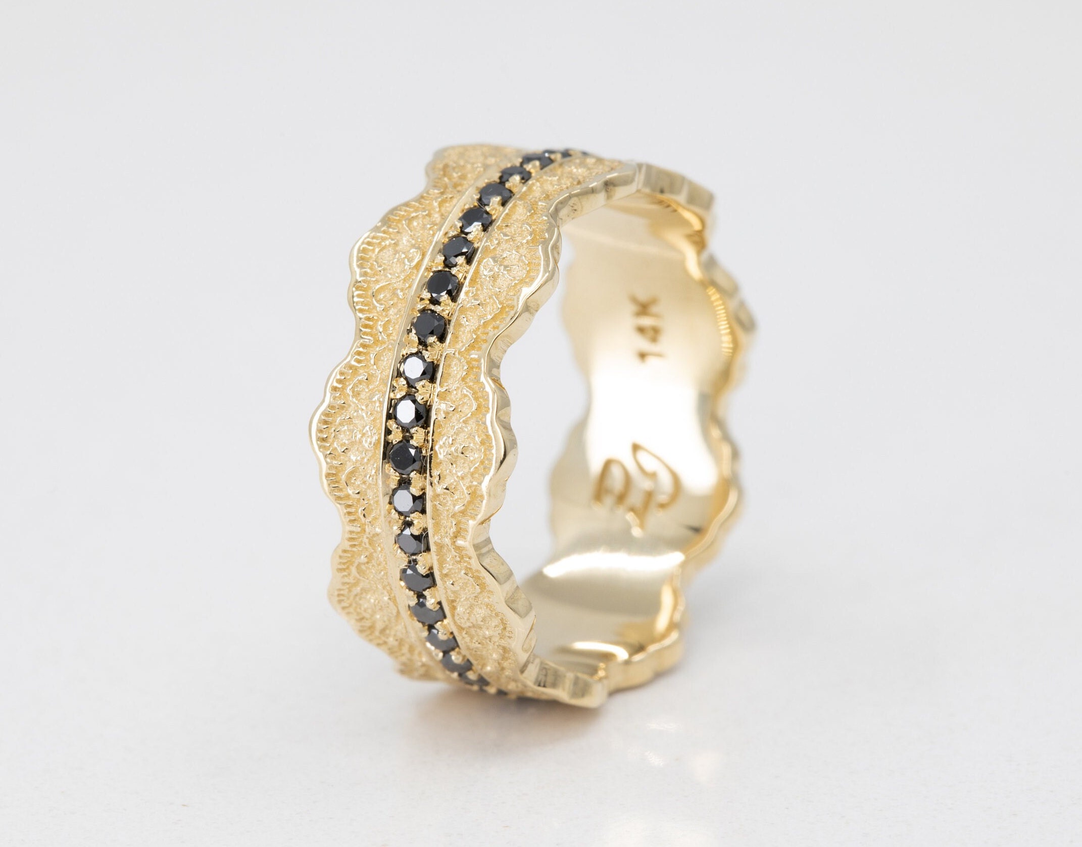 Black Diamond Lace Eternity Ring: 14k Rose Gold Wedding Band - Etsy