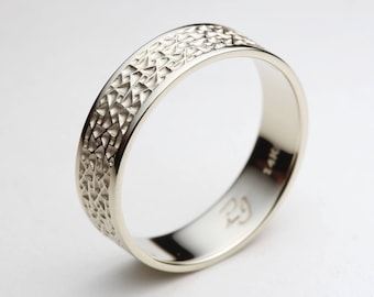 Men's Gold Wedding Band, Textured Gold Wedding Ring, Men's White Gold Wedding Ring, Mens Wedding Ring,  Mens Wedding Band,Gold Mens Ring