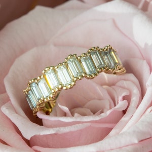 Unique Moissanite Baguette Band, Baguette Moissanite Eternity Band, Baguette Wedding Ring, Gold Moissanite Band, Gold Wedding Ring, Stacking