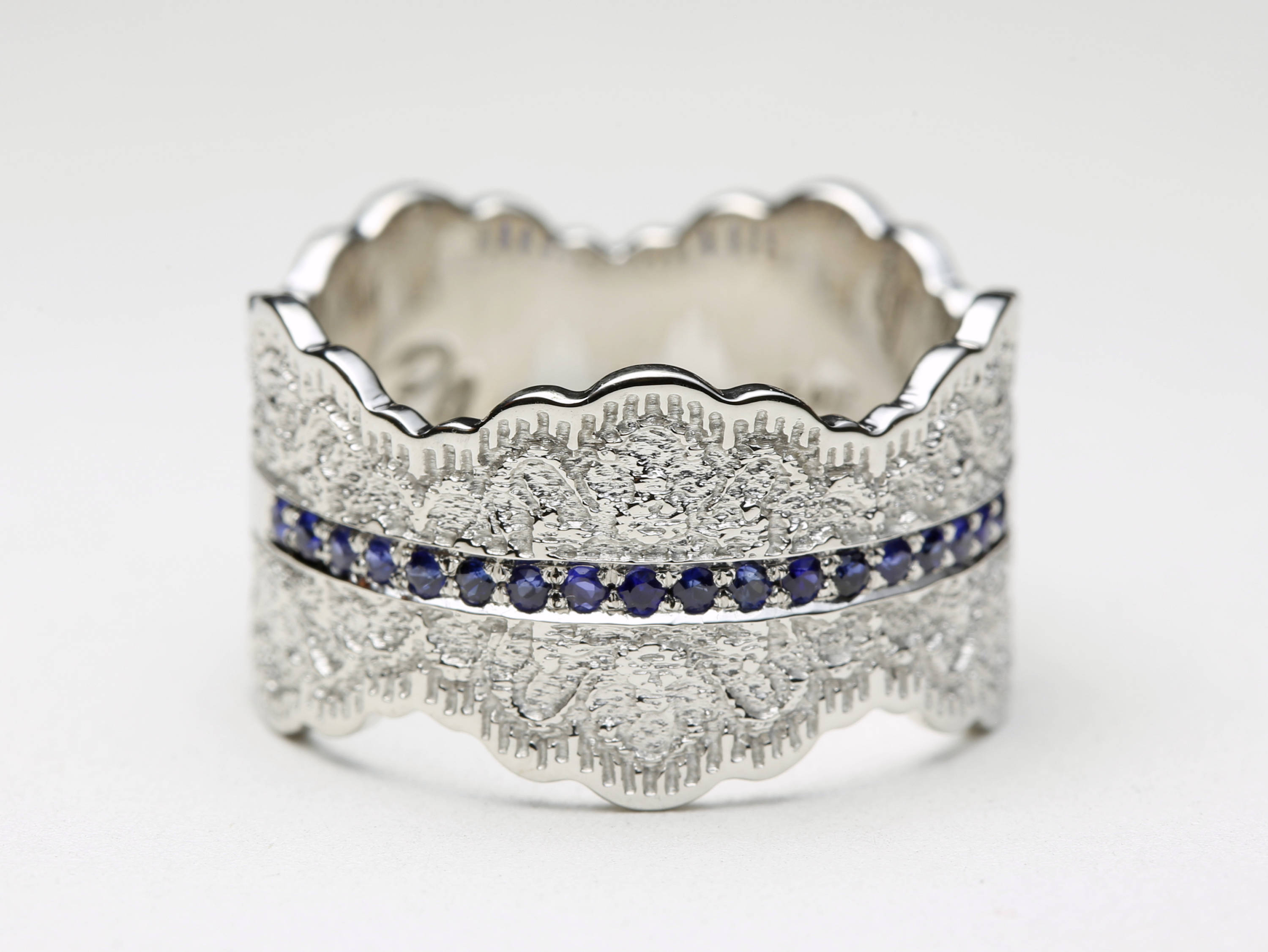 Sterling Silver Wide Weave Knot Ring With Blue Simulated Sapphire - Sizes 4 To 12