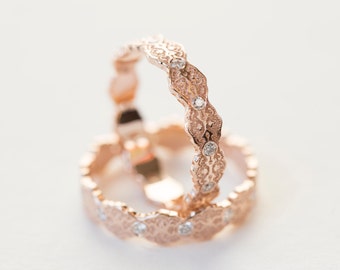 Wedding Ring Set, Gold Stacking Rings, Diamond Stacking Ring, Gold Stacking Ring Set, Rose Gold Stacking Rings, Lesbian Wedding Rings, Lace