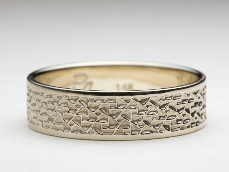 Men's Gold Wedding Band Textured Gold Wedding Ring Etsy