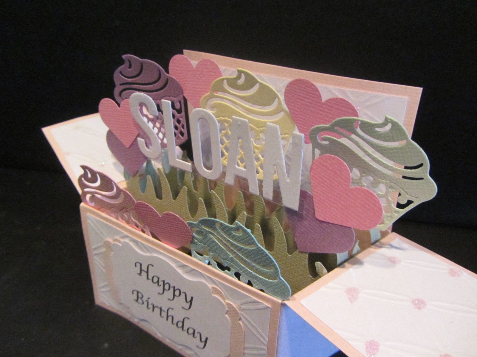 Handmade 3D Pop up Birthday Greeting Card, Card in a Box- Cupcakes ...