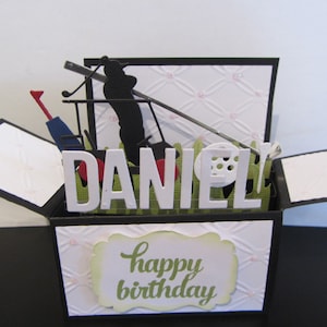 Handmade 3D greeting card,  Card in a box- Golf Cart