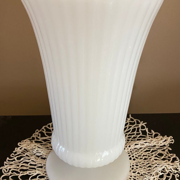 Vintage E O Brody  Milk Glass Pedestal Vase