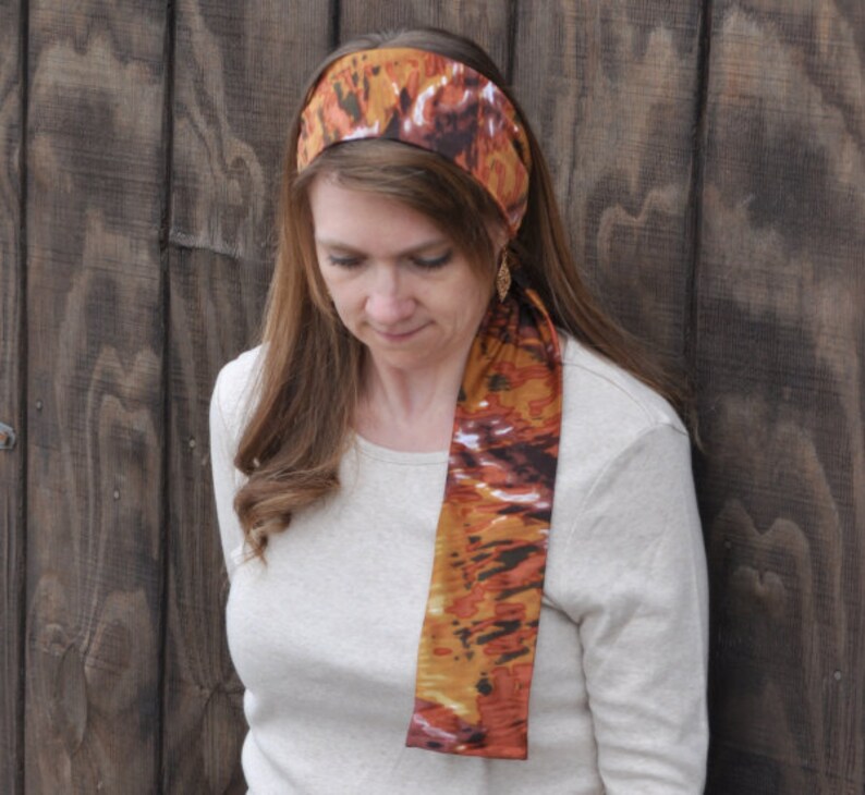 Women S Brown Rust Tan Stretch Hair Wrap Head Covering Etsy