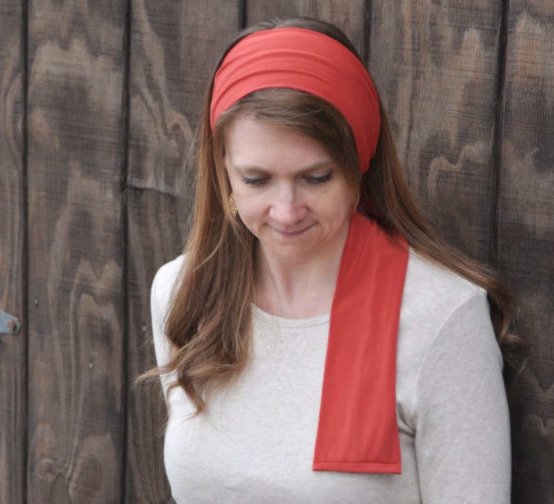 Women S Burnt Orange Stretch Hair Wrap Head Scarf Etsy