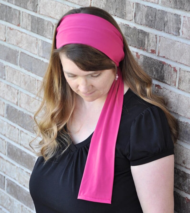 Women S Bubblegum Pink Stretch Hair Wrap Head Scarf Etsy